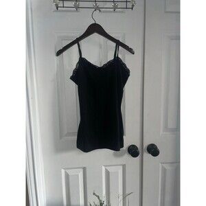 Medium Dots Lace Black Spaghetti Strap Tank Top